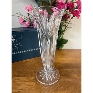 Vintage Royal Irish Crystal Bud Vase Starburst Fan Cut Original Box Decor